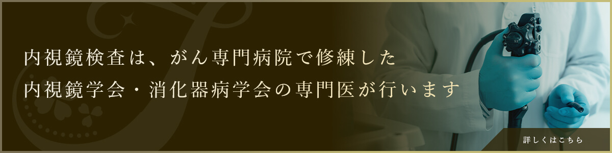 内視鏡検査は、がん専門病院で修練した内視鏡学会・消化器病学会の専門医が行います