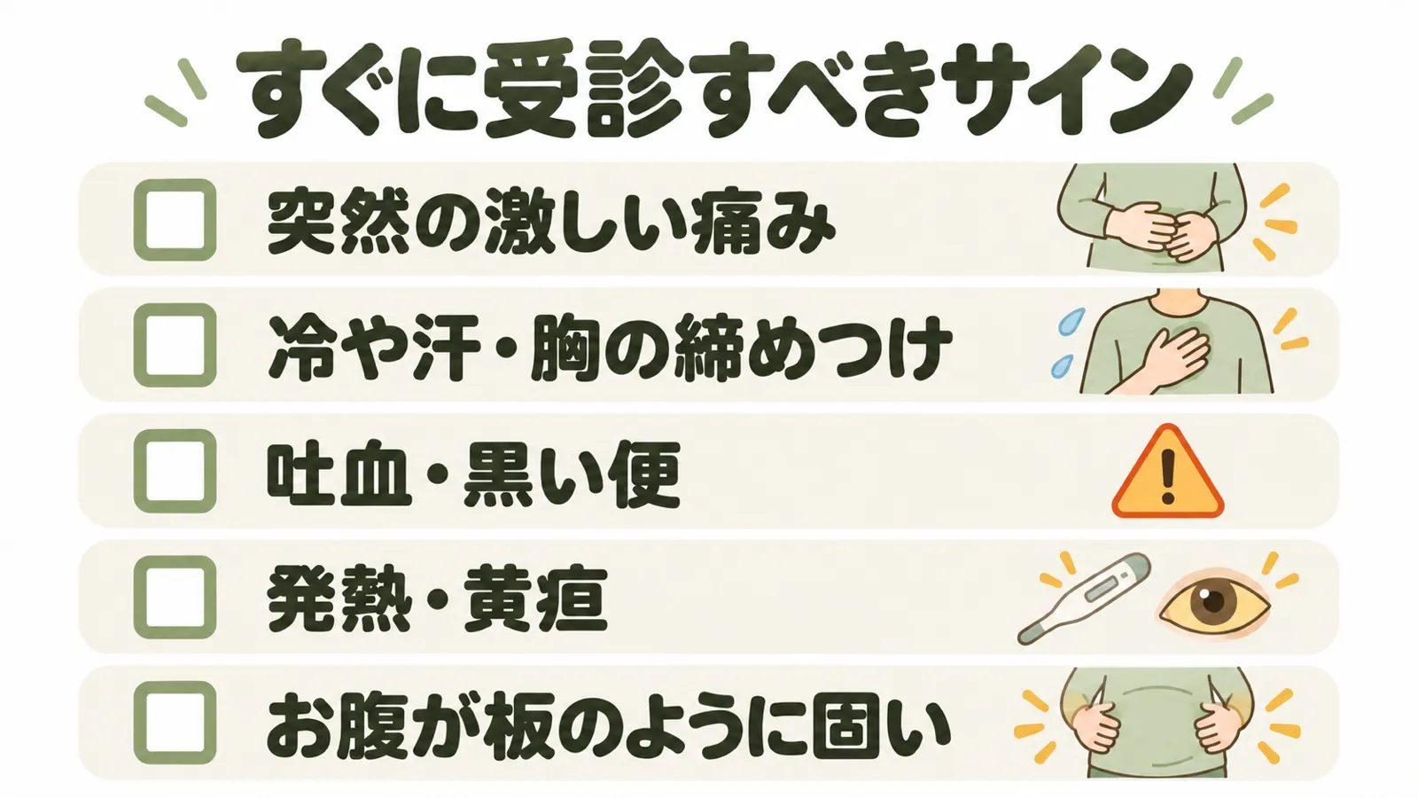すぐに受診すべきサインのチェックリスト